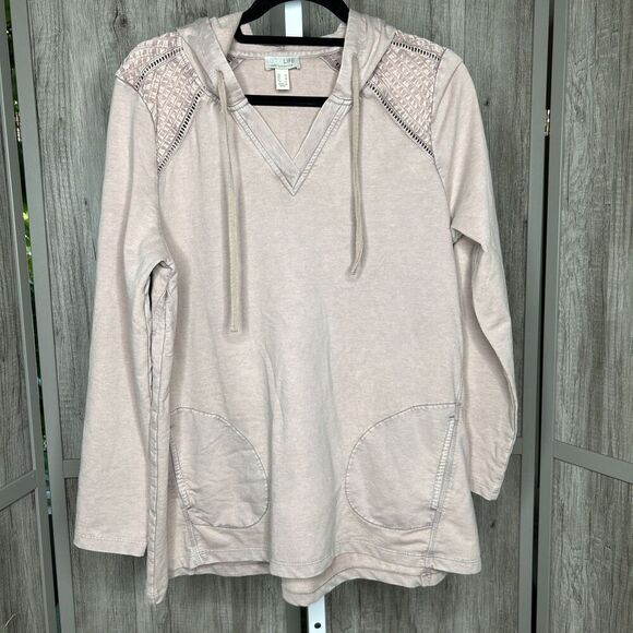 LOGO Life by Lori Goldstein Hoodie M French Terry Pullover Pintuck Leisure - Picture 1 of 7